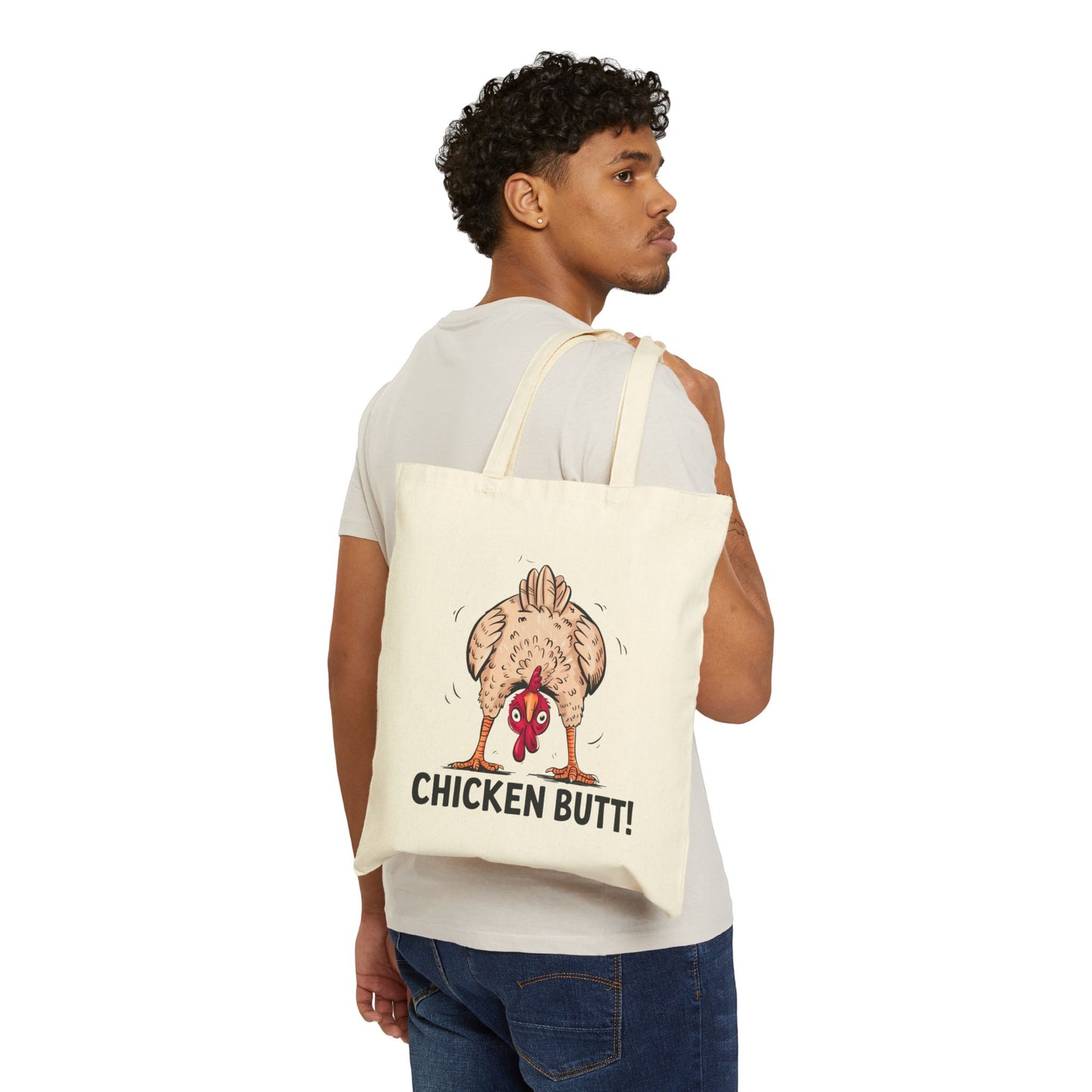 Tote Bag Funny "Guess What? Chicken Butt!" Canvas Tote Humorous Tote Conversation Starter