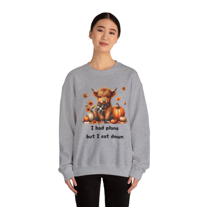 Sweatshirt Autumn Wear Funny Crewneck Pullover Fall Fashion Farm Style Cozy  Casual Outfit Highland Cow Design Print Comfort Wear Cotton Blend