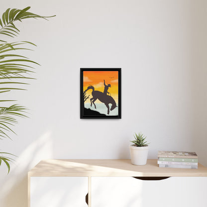 Framed Cowboy Sunset Canvas Art Equestrian Decor Farmhouse Wall Art Rustic Home Decoration Gift for Horse Lovers Rodeo Decor Housewarming Gift