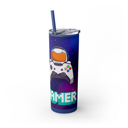 Tumbler Travel Cup Personalized Gamer Skinny Tumbler with Straw - 20oz - Cool Space Design