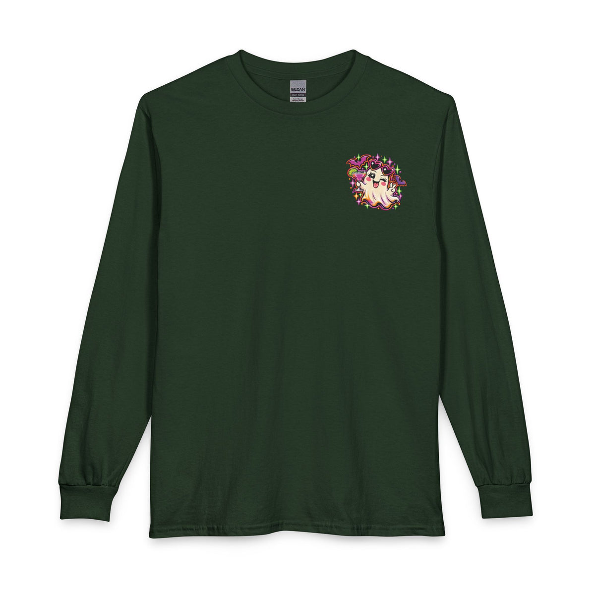 Halloween Long Sleeve Tee — "Just Here for the Boos" Ghost Party Shirt