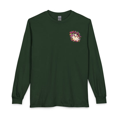 Halloween Long Sleeve Tee — "Just Here for the Boos" Ghost Party Shirt