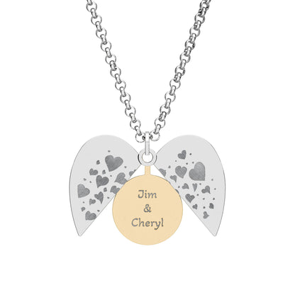 Engravable Hidden Message Heart Necklace – Split Locket with Personalized Disc