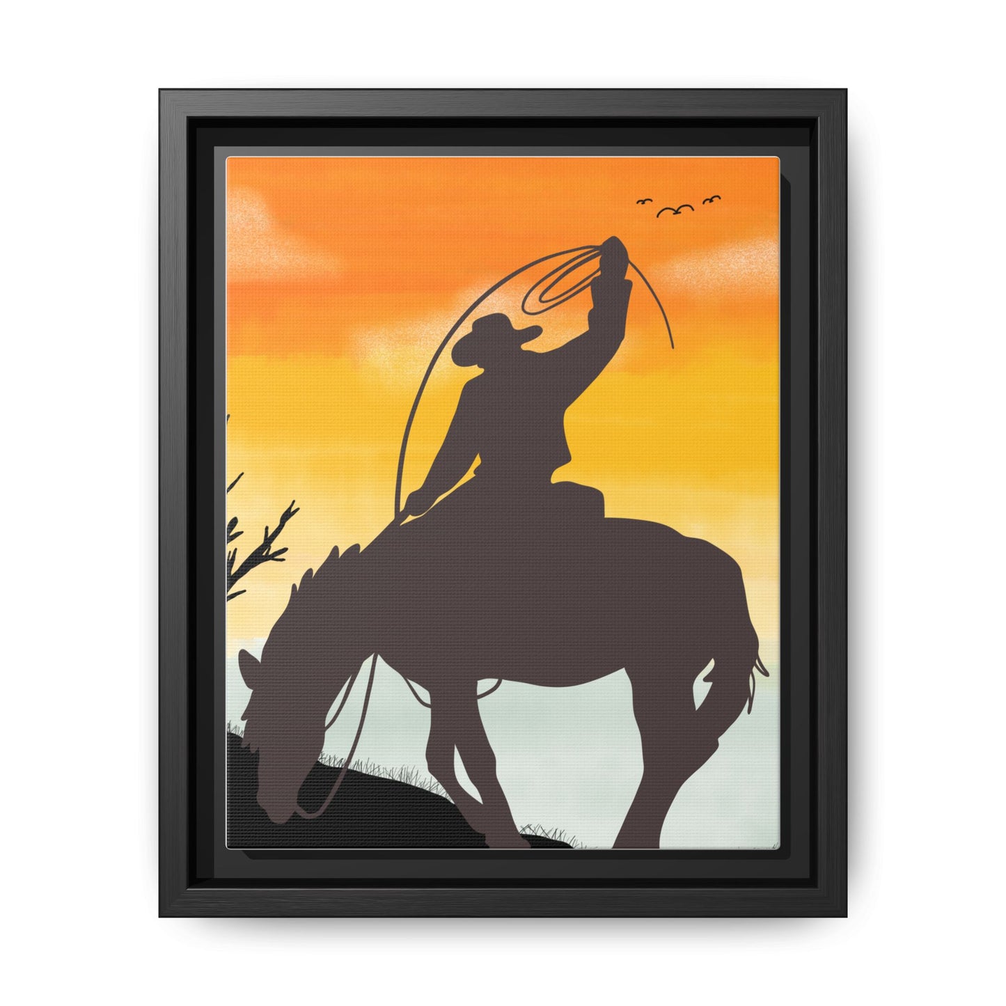Framed Cowboy Rodeo Art Print Canvas Wall Decor Western Home Decor Rustic Cowboy Gift Equestrian Wall Art Country Themed Art Housewarming Gift