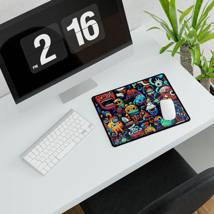 Colorful Doodle Monsters Desk Mat — Vibrant Gaming & Work Mouse Pad