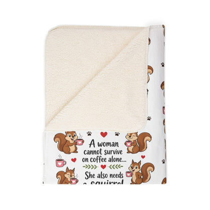 Squirrel Coffee Quote Fleece Sherpa Blanket Coffee Lover Gift Friendship Gift