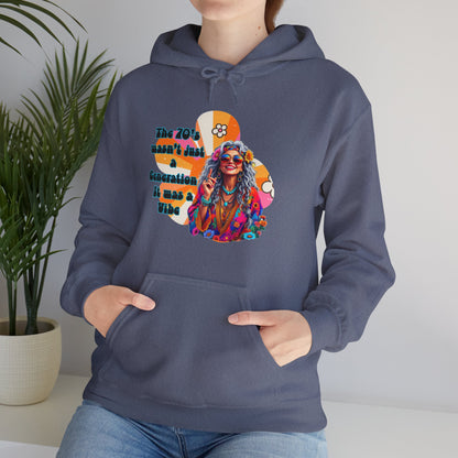 Retro Hippie Hoodie – "The 70's wasn't your generation it was mine" Colorful Boho Graphic