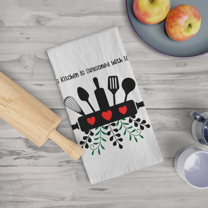 Farmhouse Kitchen Decor Dish Towel Love Message Cotton Cloth Drying Accessory Gift Idea For Kitchen Wall Decoration Tea Towel Cooking Gift