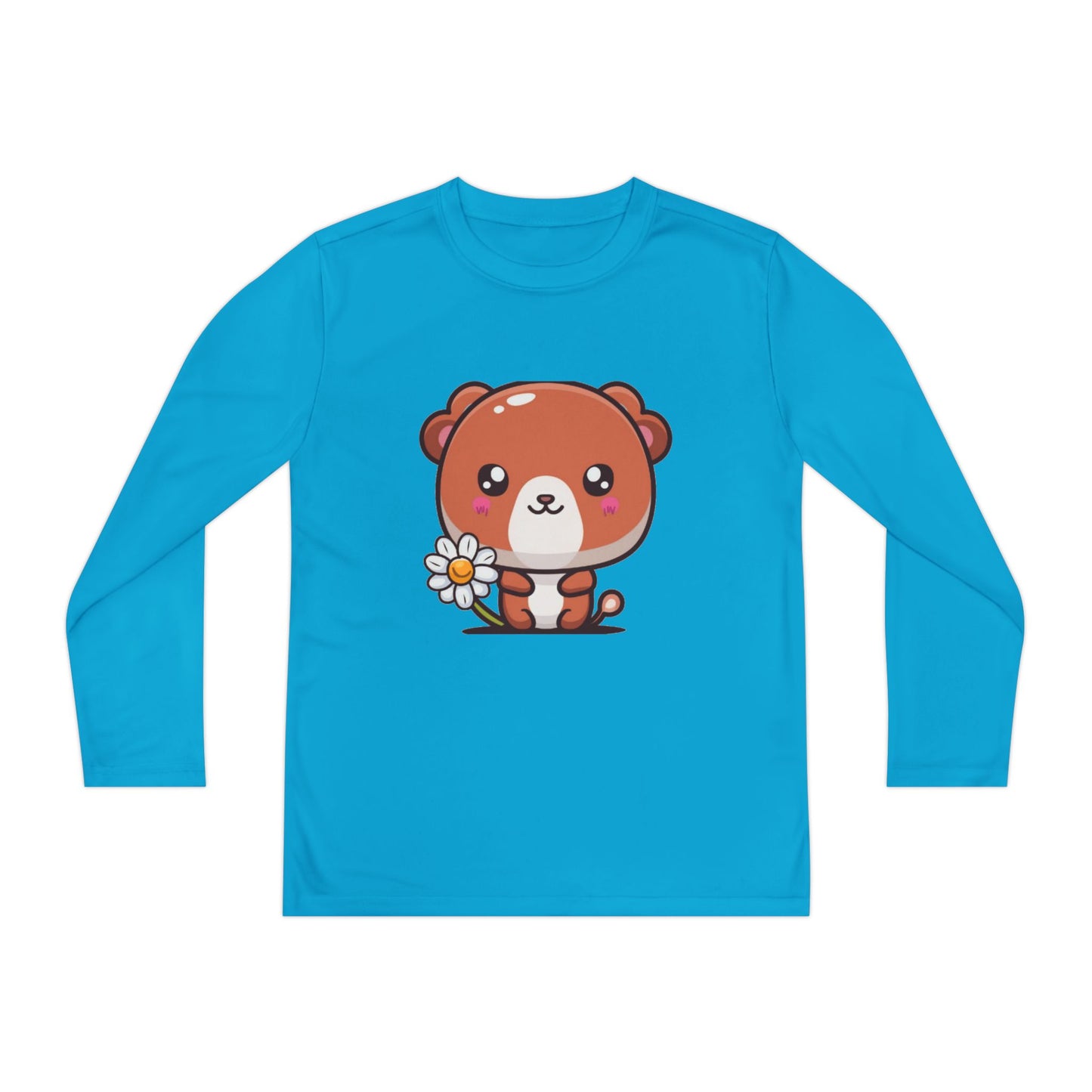 T-Shirt Cute Bear Youth Long Sleeve Competitor Tee Kids Bear Shirt Playful Tee for Boys and Girls Adorable Spring Apparel Gift