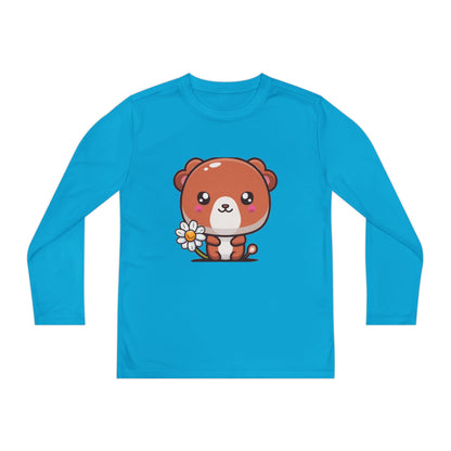 T-Shirt Cute Bear Youth Long Sleeve Competitor Tee Kids Bear Shirt Playful Tee for Boys and Girls Adorable Spring Apparel Gift