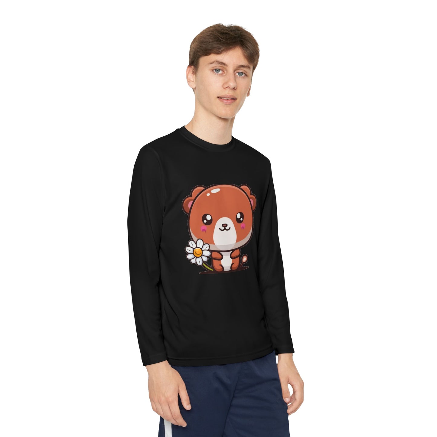 T-Shirt Cute Bear Youth Long Sleeve Competitor Tee Kids Bear Shirt Playful Tee for Boys and Girls Adorable Spring Apparel Gift