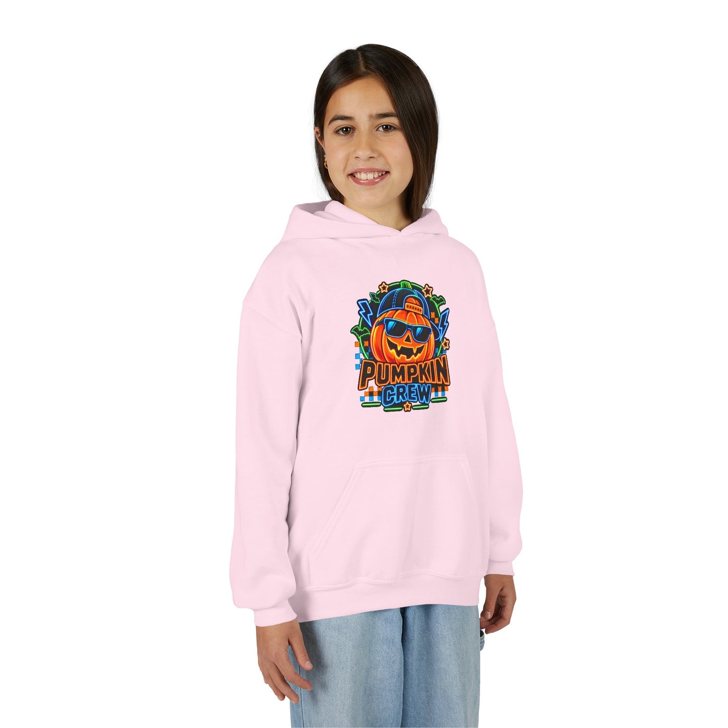 Youth Pumpkin Crew Hoodie — Cute Jack-O’-Lantern Halloween Sweatshirt