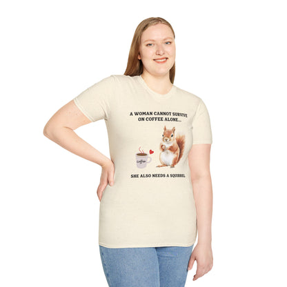 Coffee and Squirrel T-Shirt Cute Squirrel Illustration Coffee Lover Tee Fun Tee