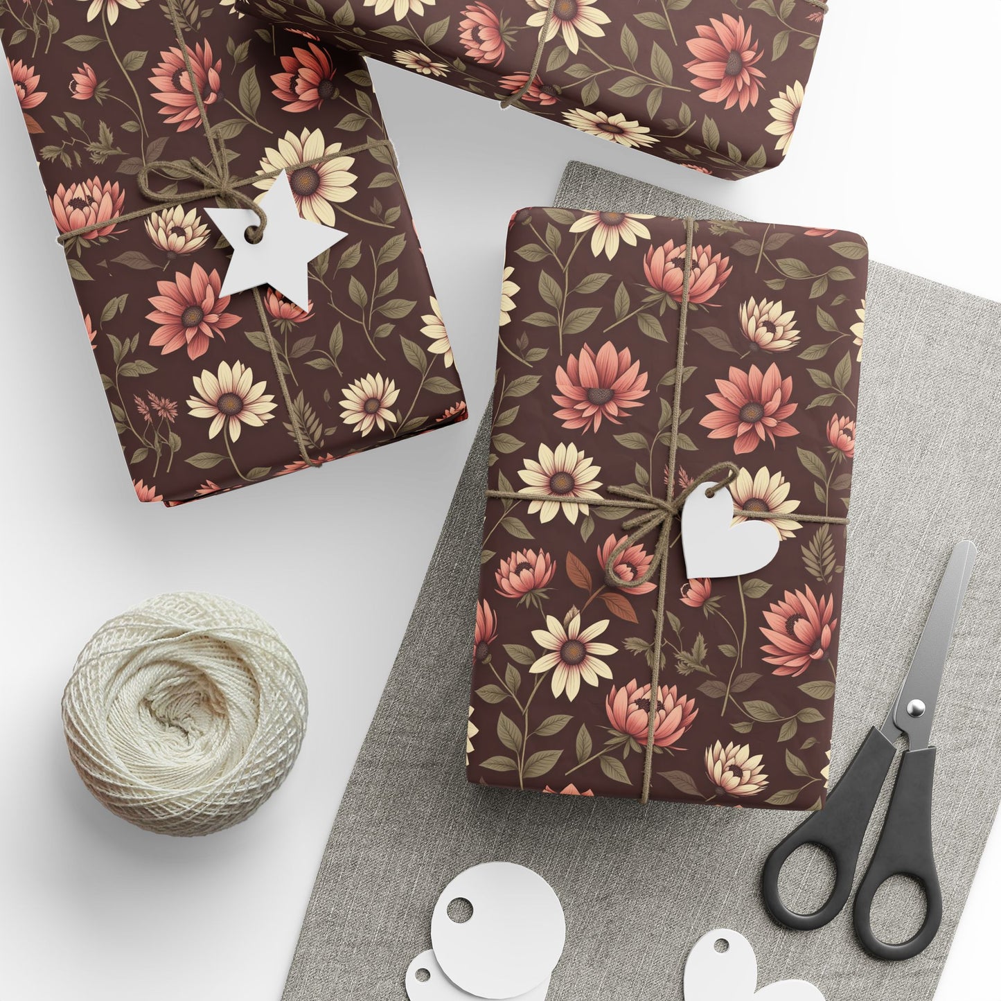 Floral Gift Wrap Paper Rustic Wrapping Paper for Birthdays Holidays & Special Occasions Eco Friendly Gift Packaging Floral Design