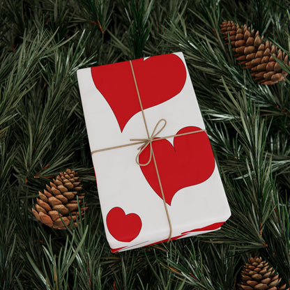 Valentine Heart Pattern Wrapping Paper Roll — Red Hearts Gift Wrap for Valentine's Day & Anniversaries