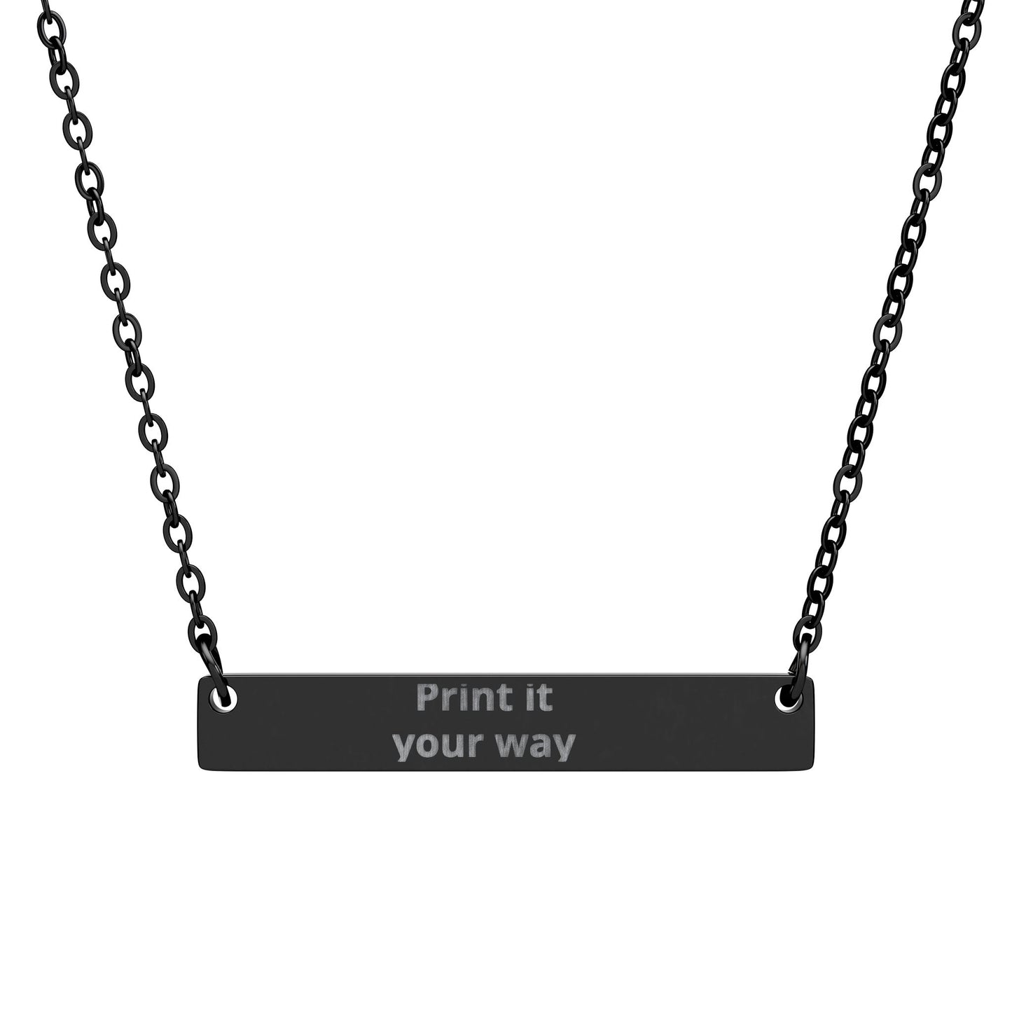 Engravable Horizontal Bar Necklace — Custom Name & Message Pendant