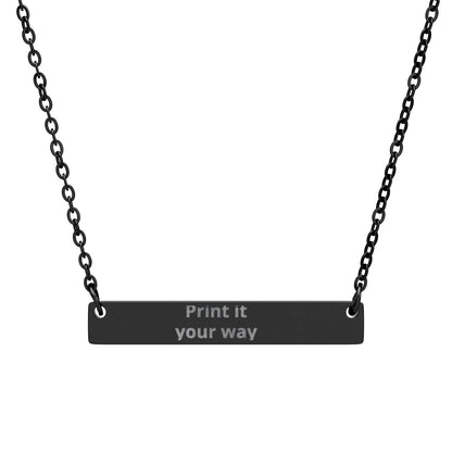 Engravable Horizontal Bar Necklace — Custom Name & Message Pendant