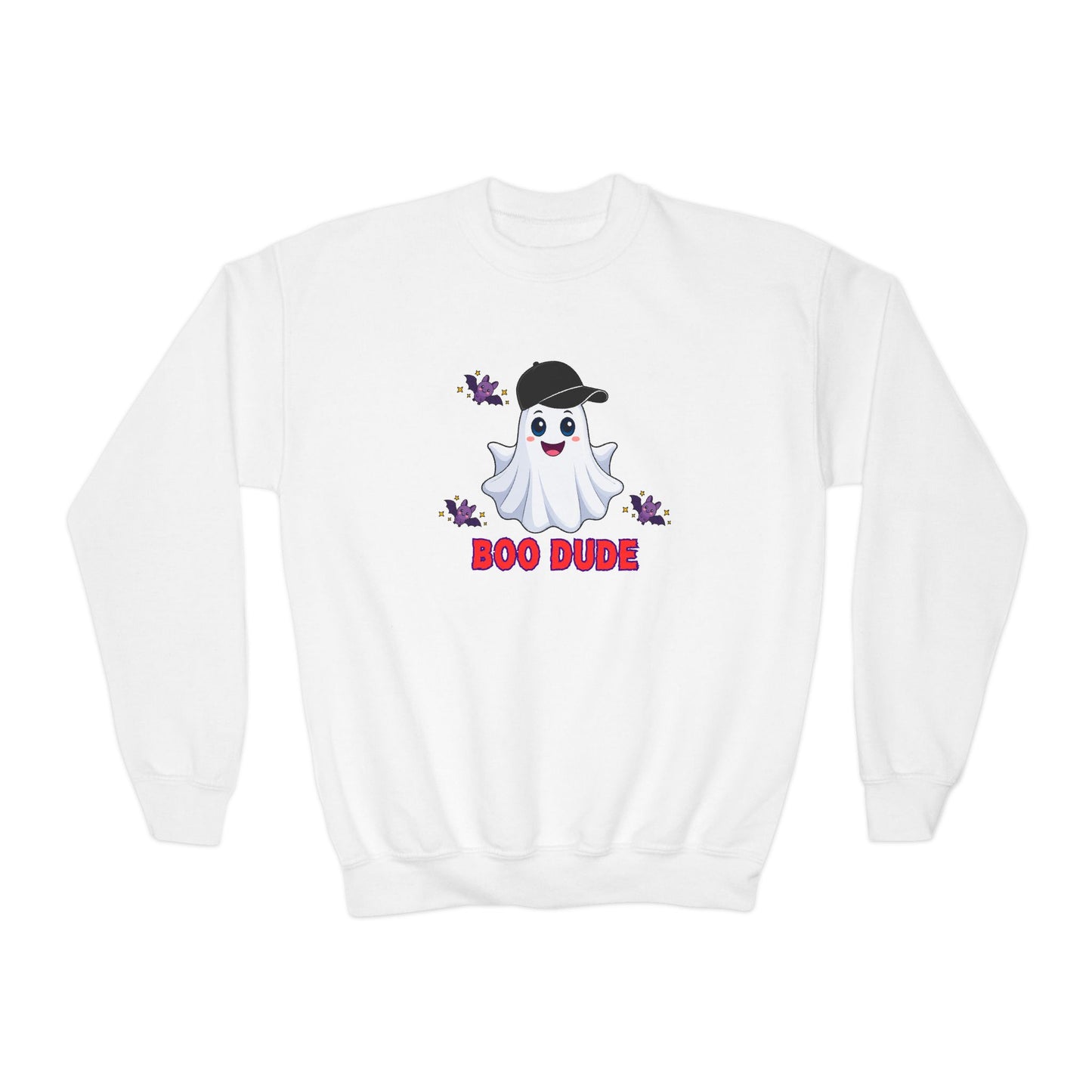 Boo Dude ghost graphic Youth Sweatshirt Halloween spooky bats Matching Family Set Fun Halloween Photo