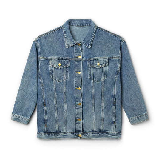 Jacket Denim Floral Cross Women's Denim Jacket - Chic & Versatile Outerwear Christian Religious Gift Spiritual