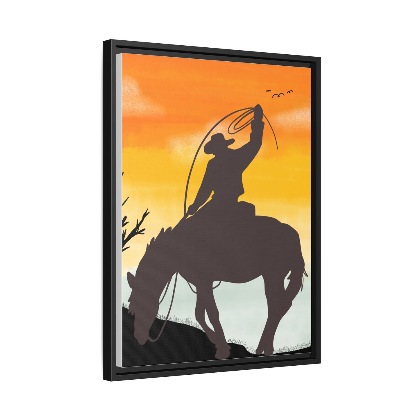 Framed Cowboy Rodeo Art Print Canvas Wall Decor Western Home Decor Rustic Cowboy Gift Equestrian Wall Art Country Themed Art Housewarming Gift