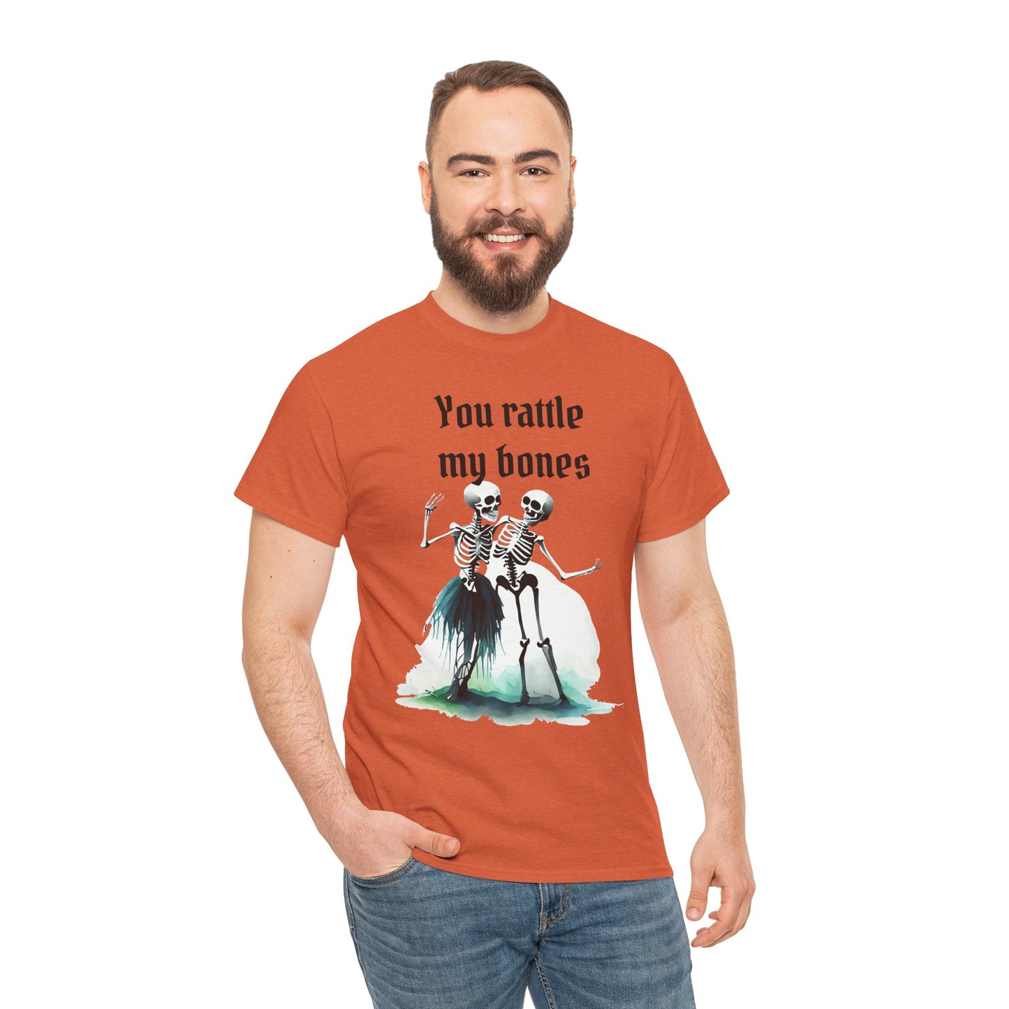T-Shirt Skeleton Dance Tee  You Rattle My Bones Halloween Shirt Unisex Graphic Tee Cute Skeleton Costume Spooky Season Apparel