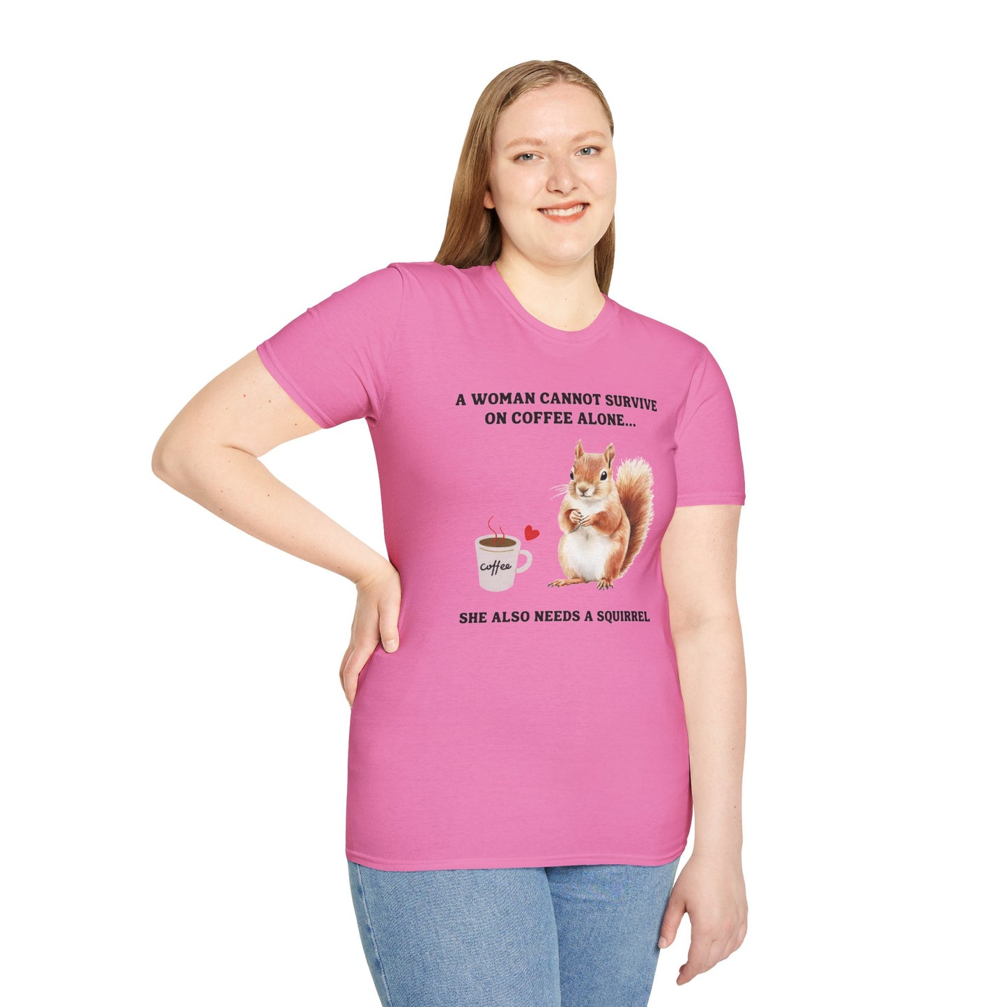 Coffee and Squirrel T-Shirt Cute Squirrel Illustration Coffee Lover Tee Fun Tee