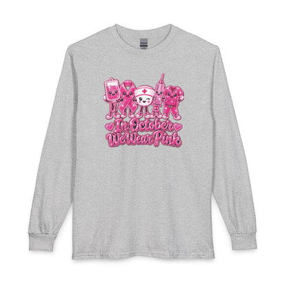 Breast Cancer Awareness Long Sleeve Shirt - "In October We Wear Pink"