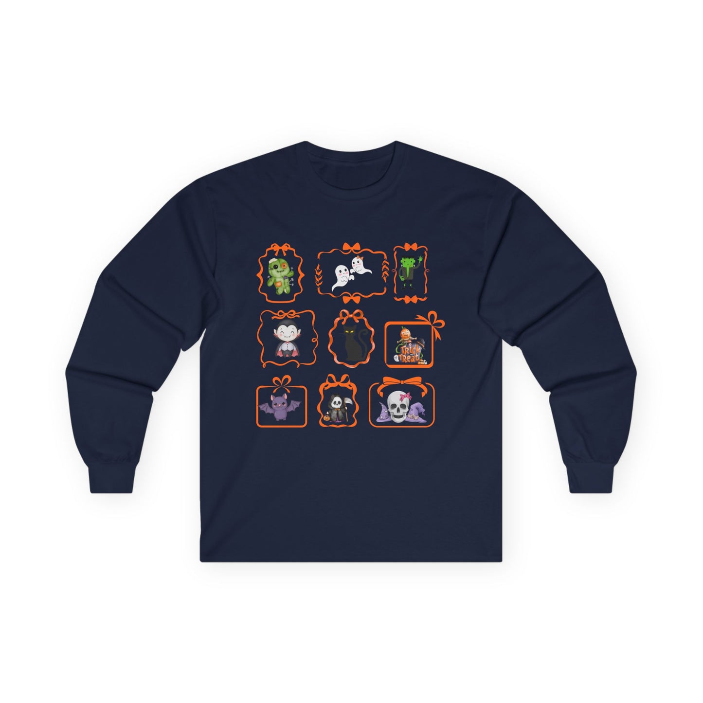 T-Shirt Funny Cartoon Character Long Sleeve Tee Unisex Gift Cute Top for Kids and Adults Perfect for Halloween Holidays Casual Wear