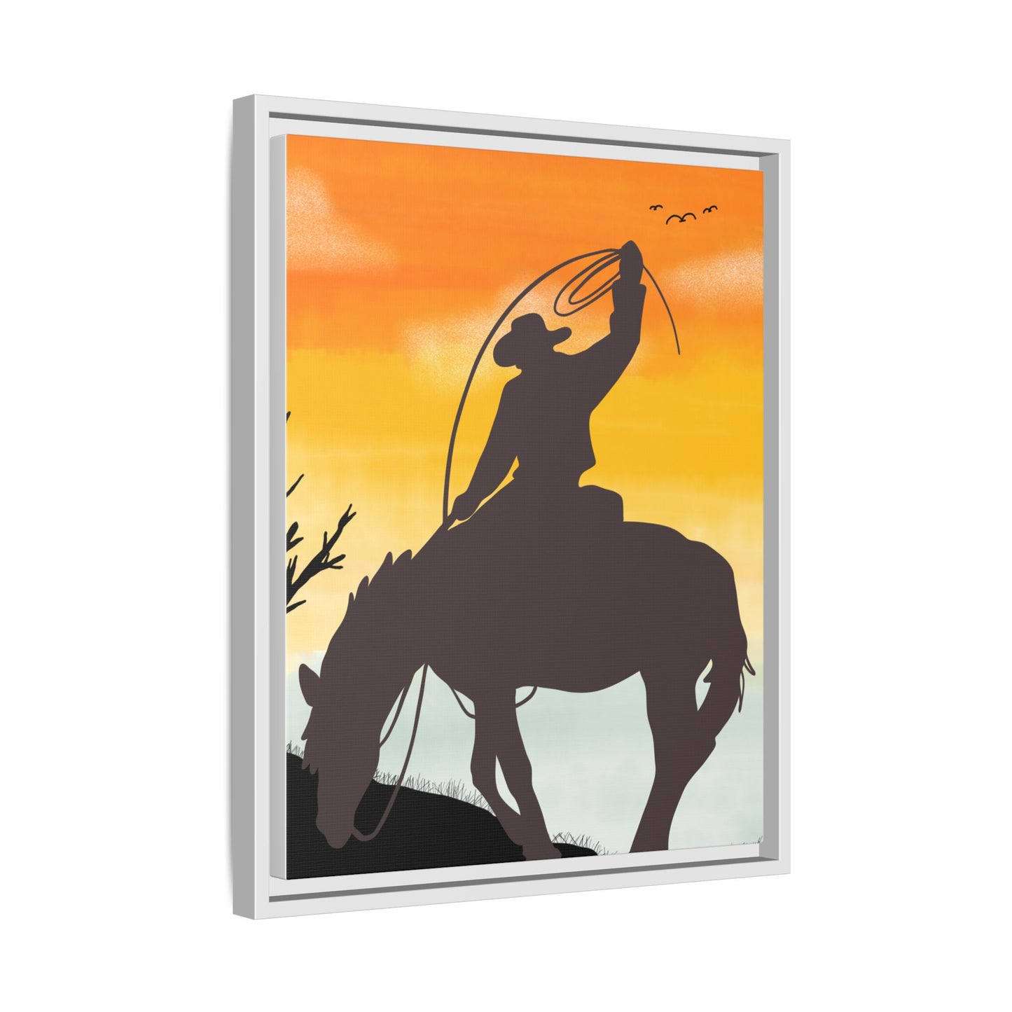 Framed Cowboy Rodeo Art Print Canvas Wall Decor Western Home Decor Rustic Cowboy Gift Equestrian Wall Art Country Themed Art Housewarming Gift