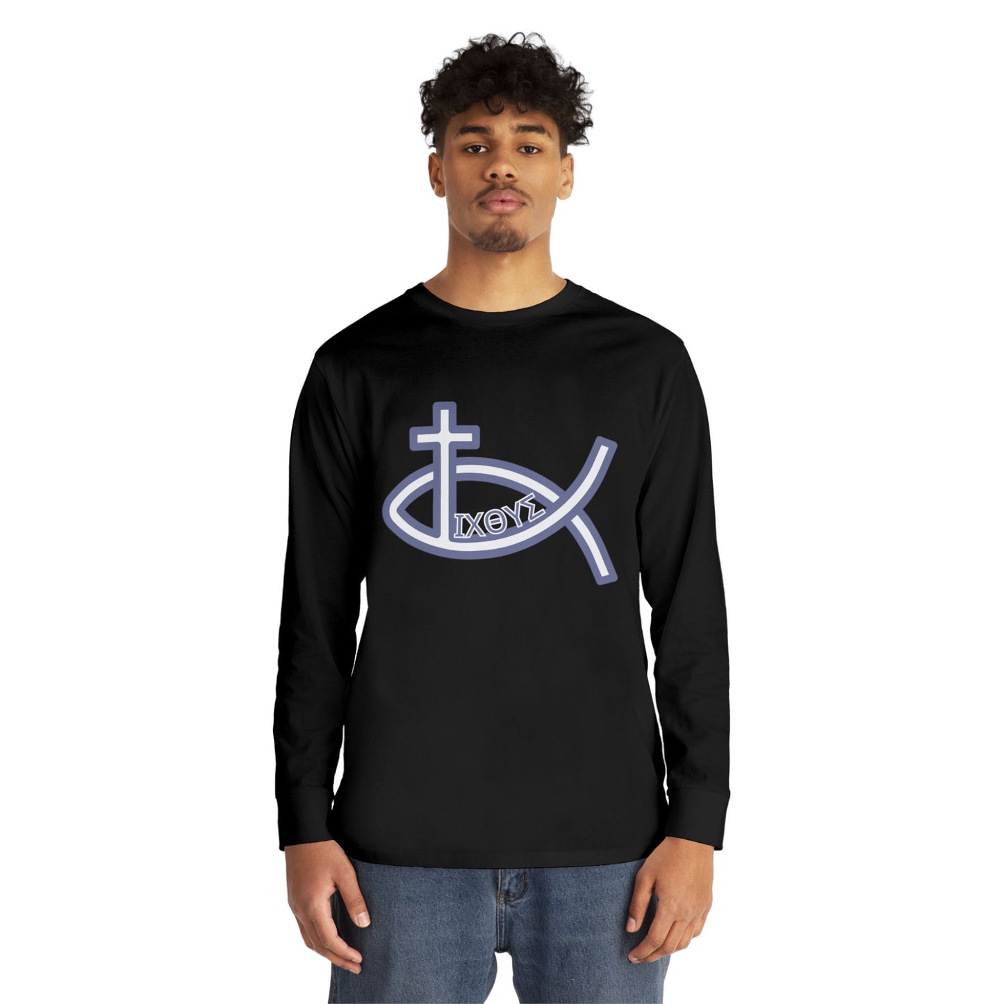 Faith-Inspired Long Sleeve Crewneck Tee - Perfect for Believers, Christian Gifts, Religious Apparel, Everyday Wear, Inspirational Clothing