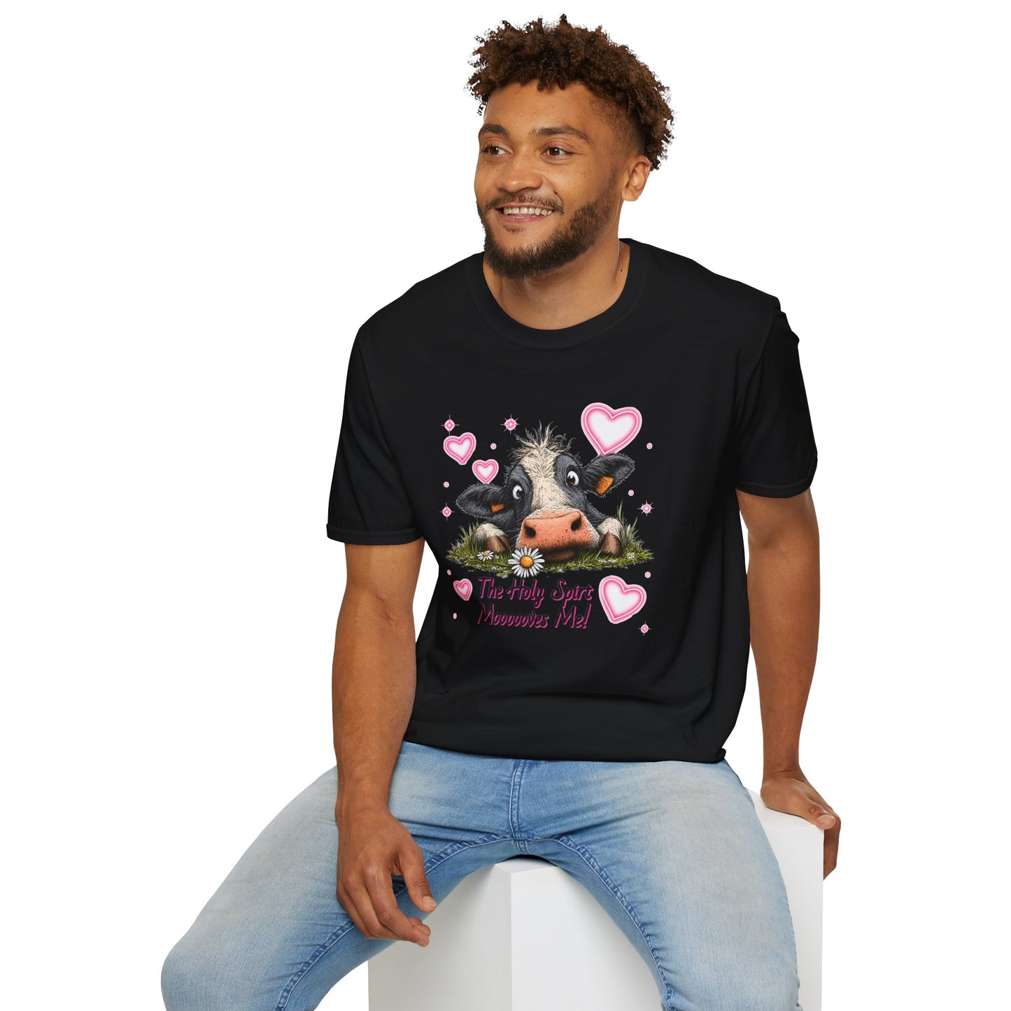 Holy Spirit T-shirt – Funny Faith-inspired Cow Design in 100% Cotton