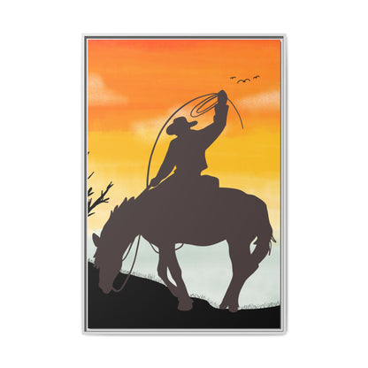 Framed Cowboy Rodeo Art Print Canvas Wall Decor Western Home Decor Rustic Cowboy Gift Equestrian Wall Art Country Themed Art Housewarming Gift