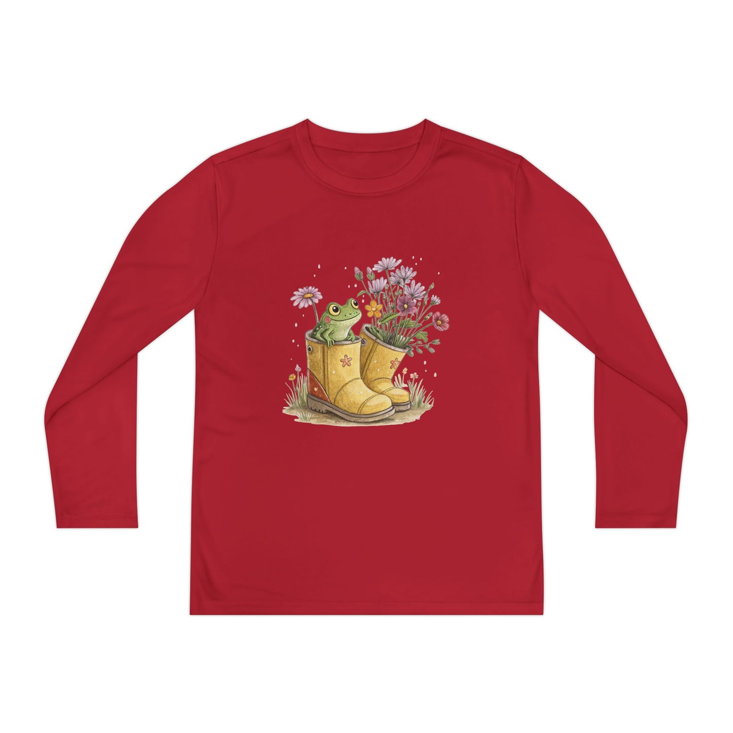 Youth Long Sleeve Tee — Froggy Garden Boots Illustration