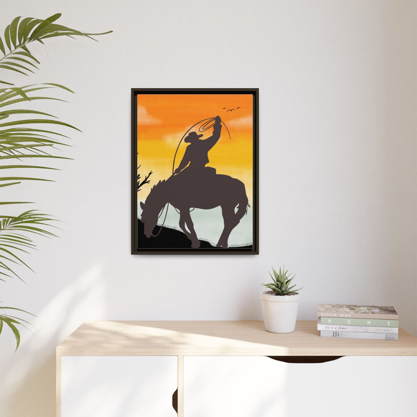 Framed Cowboy Rodeo Art Print Canvas Wall Decor Western Home Decor Rustic Cowboy Gift Equestrian Wall Art Country Themed Art Housewarming Gift