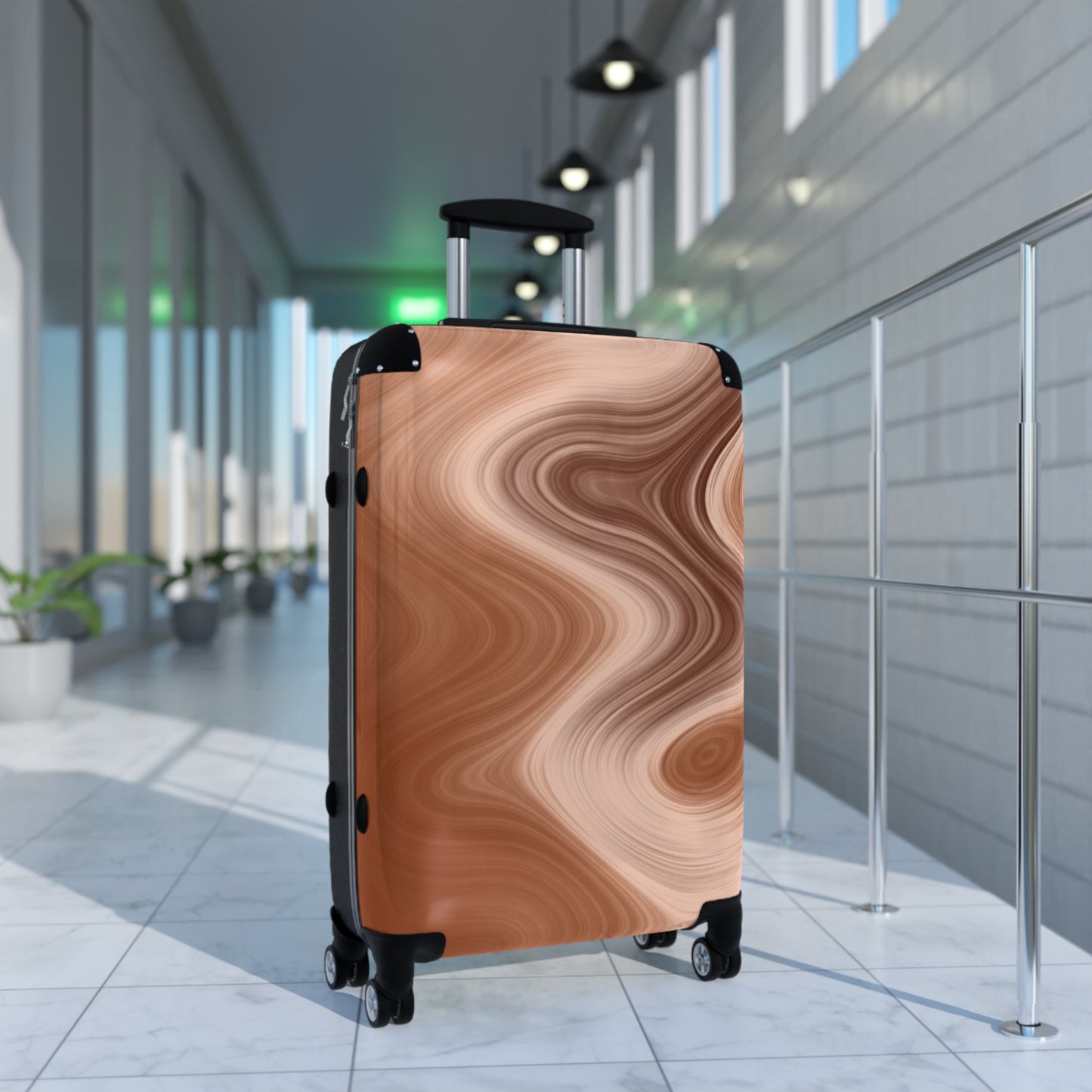 Marbled Copper Carry-On Suitcase — Stylish Swirl Travel Luggage