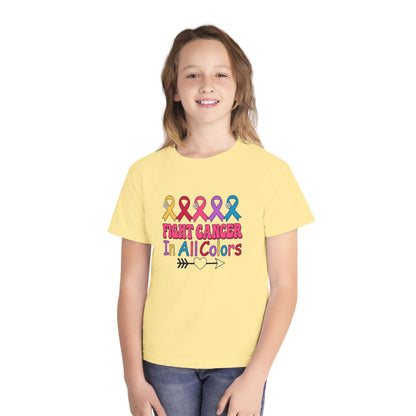 Youth Tee — "Fight Cancer In All Colors" Ribbon Awareness Shirt