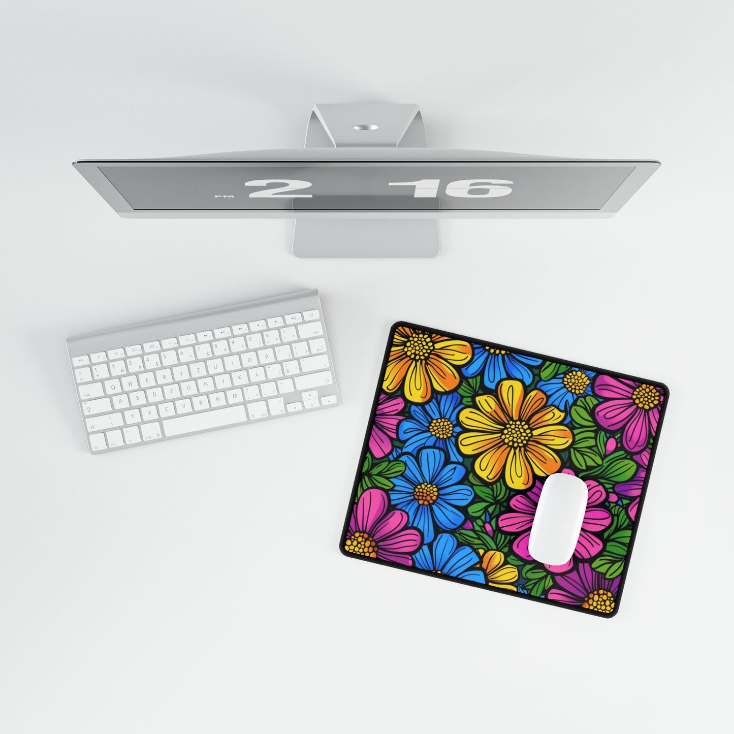 Floral Pop Desk Mat — Colorful Daisy Mouse Pad