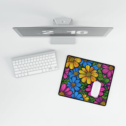 Floral Pop Desk Mat — Colorful Daisy Mouse Pad
