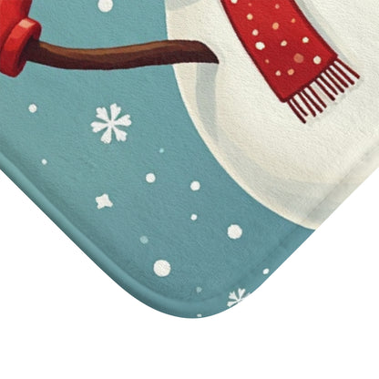 Festive Snowman Bath Mat, Holiday Decor, Winter Home Accessory, Christmas Gift, Cute Bathroom Decor