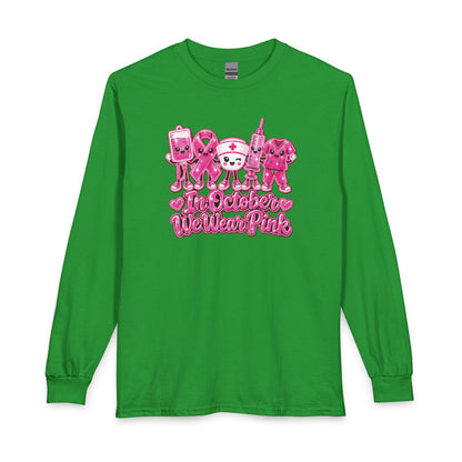 Breast Cancer Awareness Long Sleeve Shirt - "In October We Wear Pink"