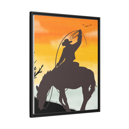 Framed Cowboy Rodeo Art Print Canvas Wall Decor Western Home Decor Rustic Cowboy Gift Equestrian Wall Art Country Themed Art Housewarming Gift