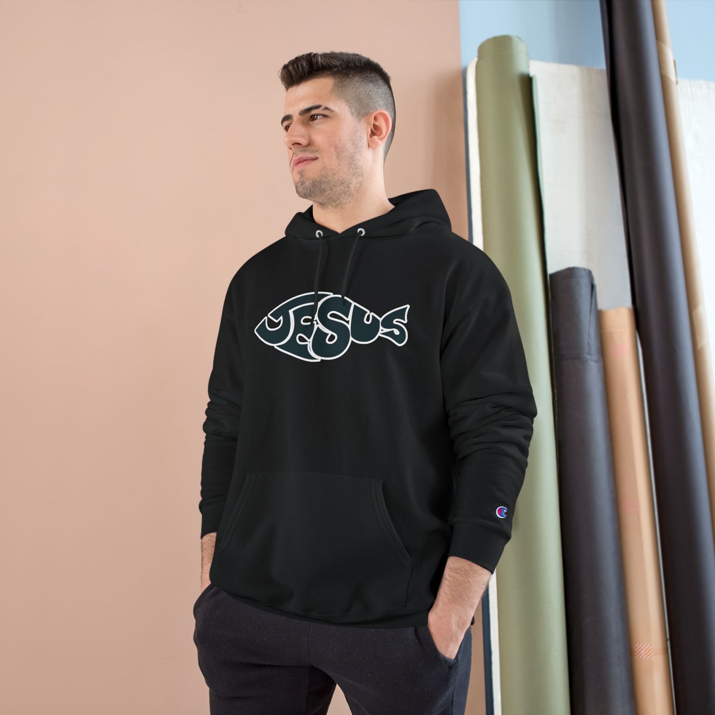 Faith-Inspired Champion Hoodie, Religious Apparel, Christian Gift, Hoodie with Jesus Design, Casual Wear, Spiritual Comfort