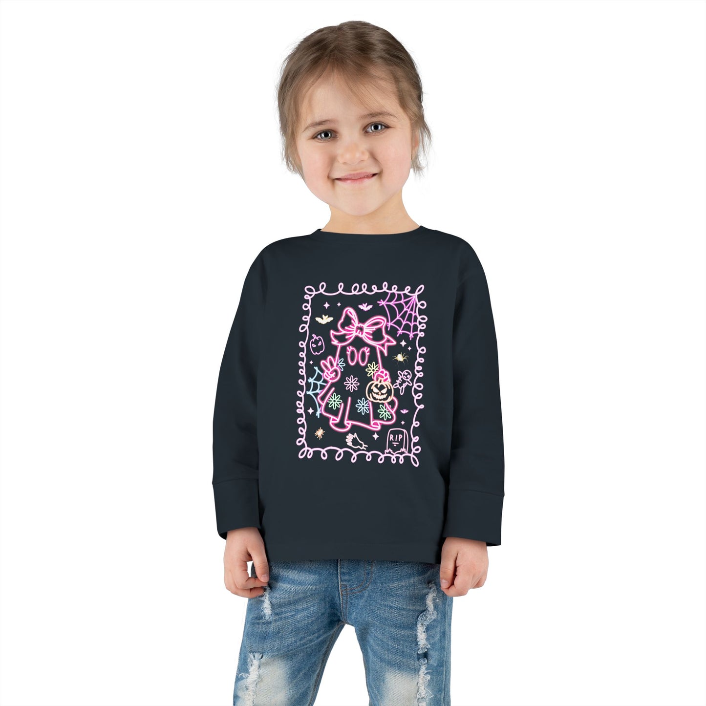 T-Shirt Cute Cat Toddler Long Sleeve Tee Adorable Gift Kids' Fashion Playdate Outfit Baby Shower Present Everyday Wear Halloween