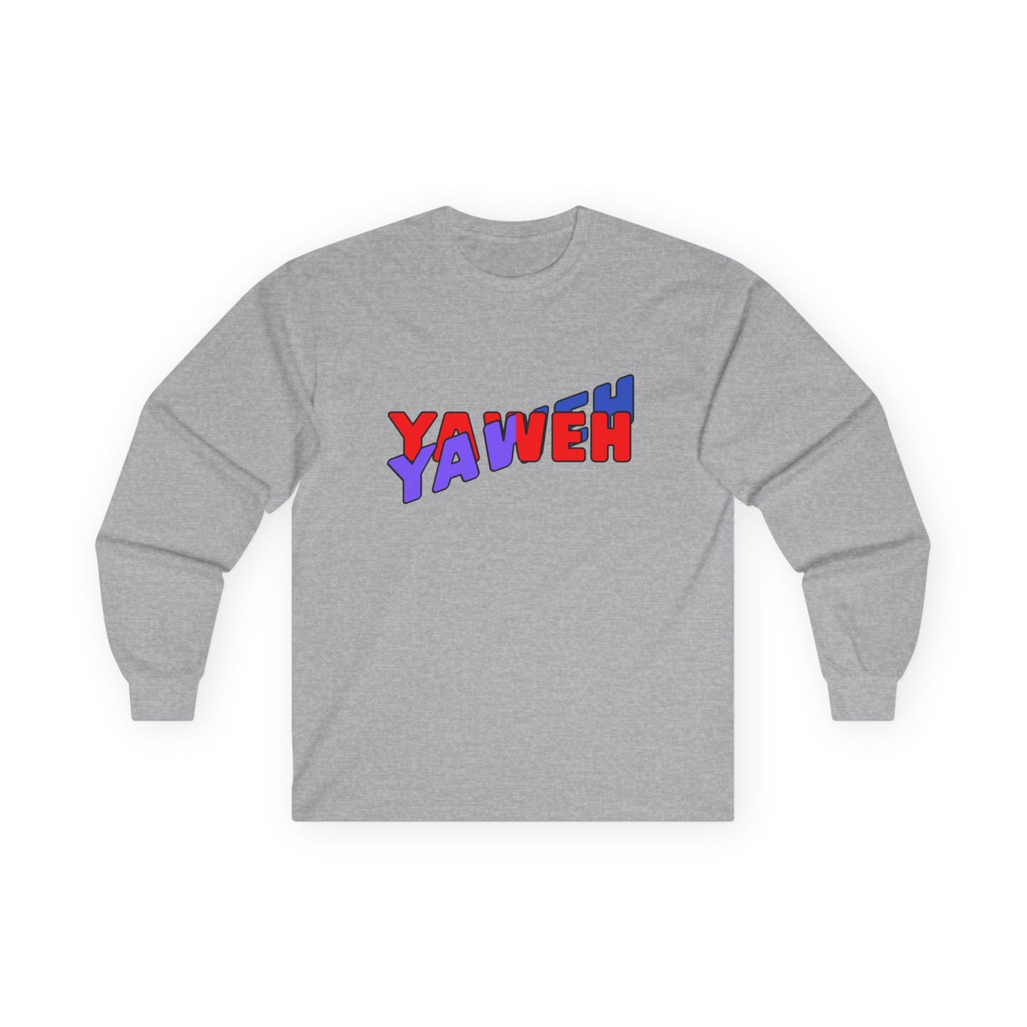 T-Shirt Long Sleeve Tee with 'YAWEH' Design Comfortable Casual Wear Gift for Friends or anyone Unique Shirt for Everyday Christian Style
