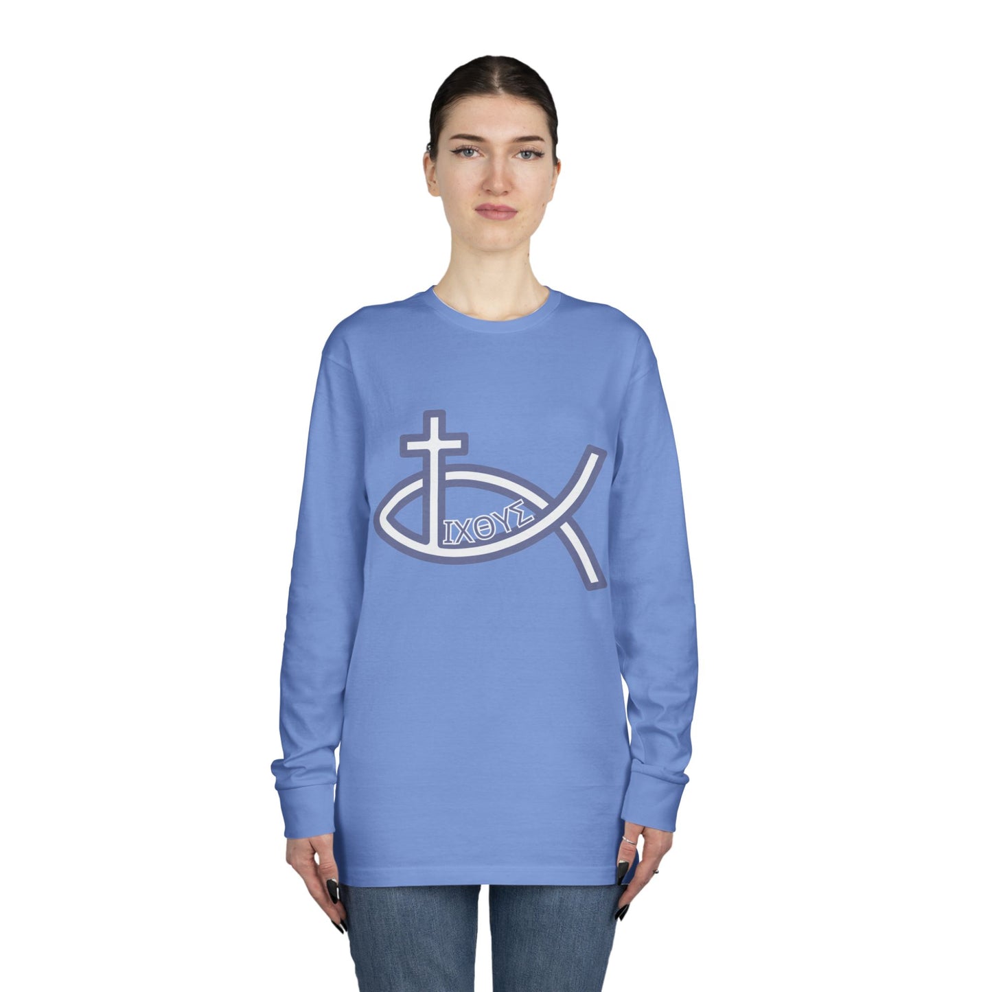 Faith-Inspired Long Sleeve Crewneck Tee - Perfect for Believers, Christian Gifts, Religious Apparel, Everyday Wear, Inspirational Clothing