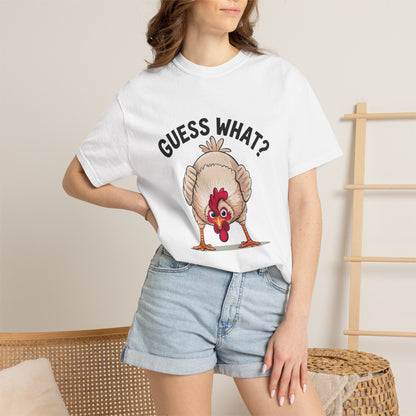 Chicken Butt T-Shirt "Guess What? Chicken Butt!" Funny Novelty Tee Conversation Starter Humorous Statement