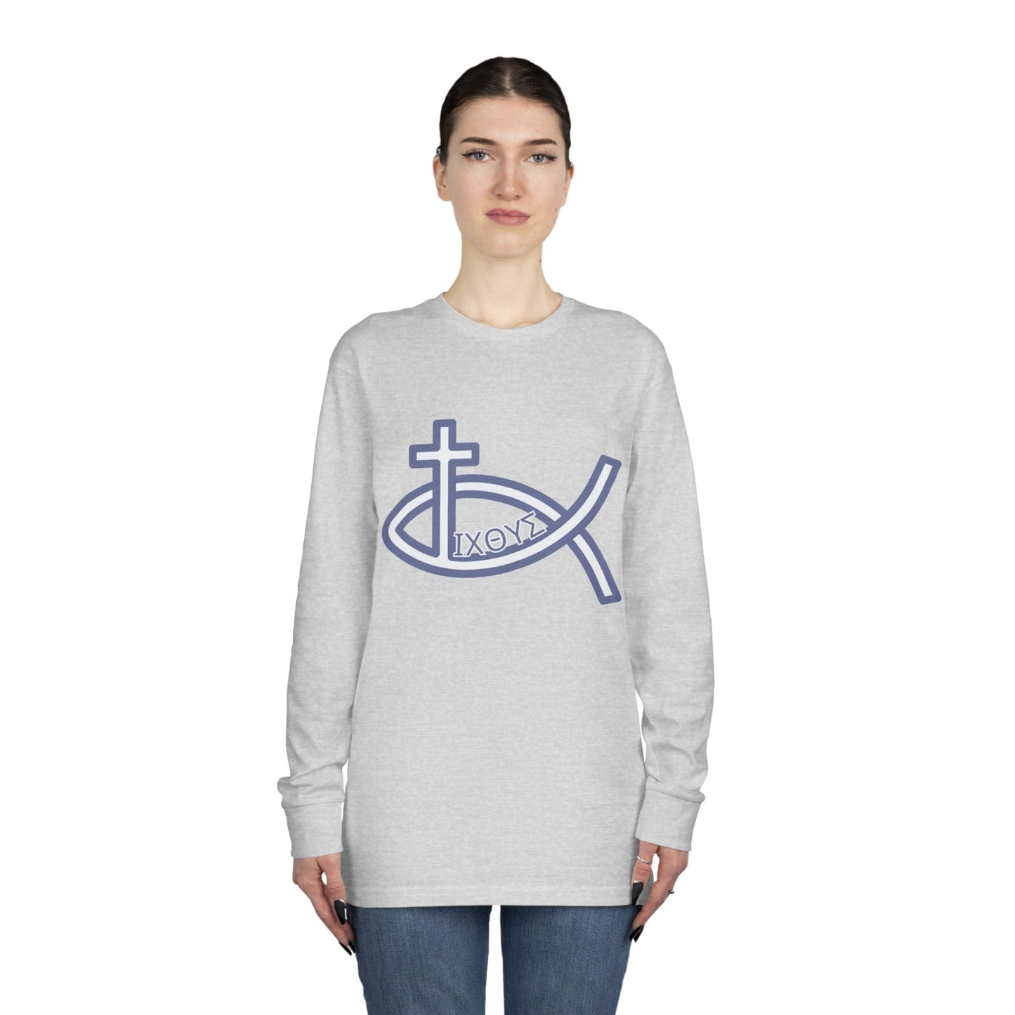Faith-Inspired Long Sleeve Crewneck Tee - Perfect for Believers, Christian Gifts, Religious Apparel, Everyday Wear, Inspirational Clothing