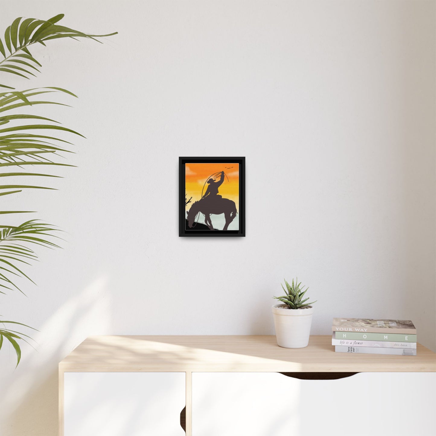 Framed Cowboy Rodeo Art Print Canvas Wall Decor Western Home Decor Rustic Cowboy Gift Equestrian Wall Art Country Themed Art Housewarming Gift