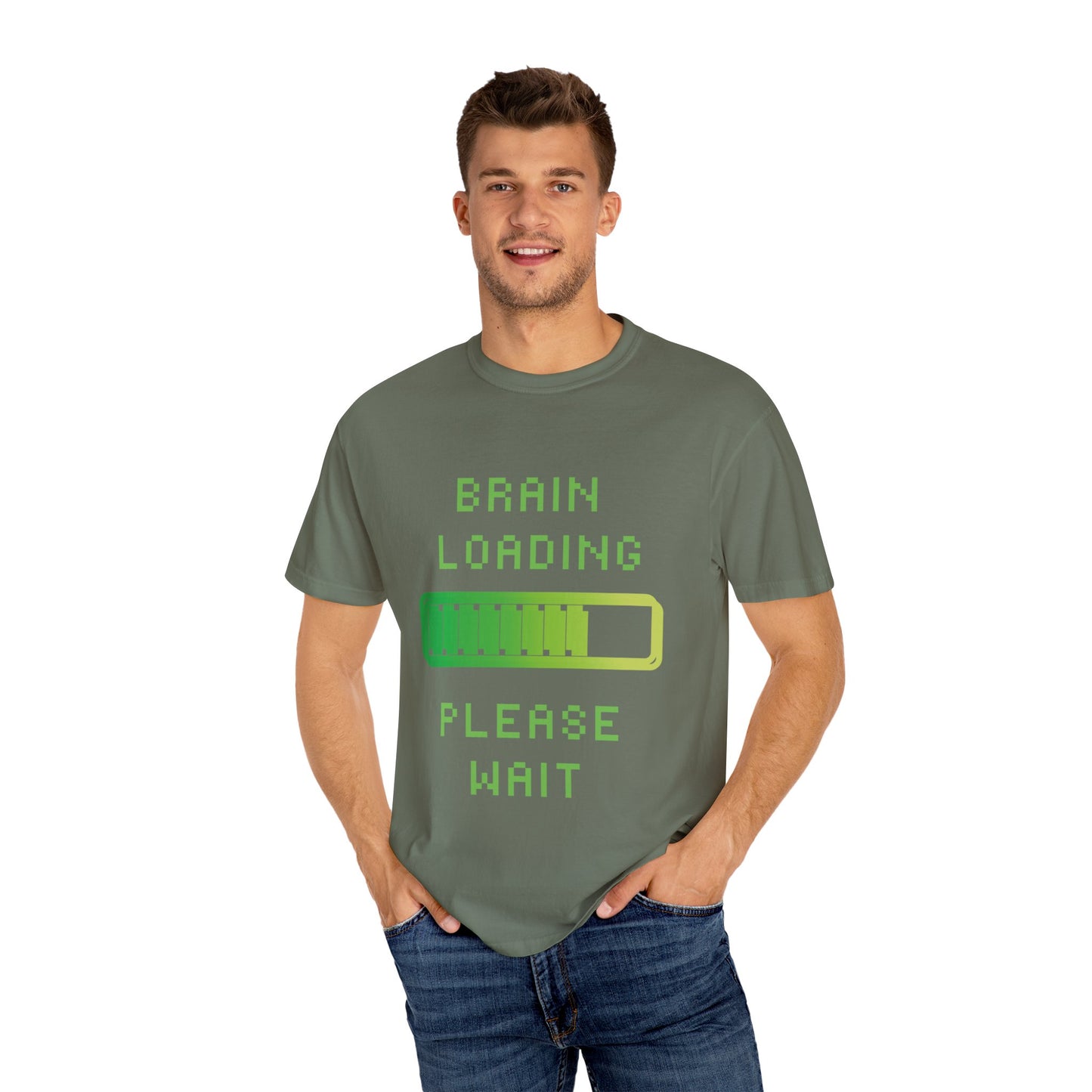 T-Shirt Loading Awareness T-Shirt - 8-bit Humor Gamer Gift Brain Loading Tee Unisex Graphic Shirt Quirky Humor Clothing