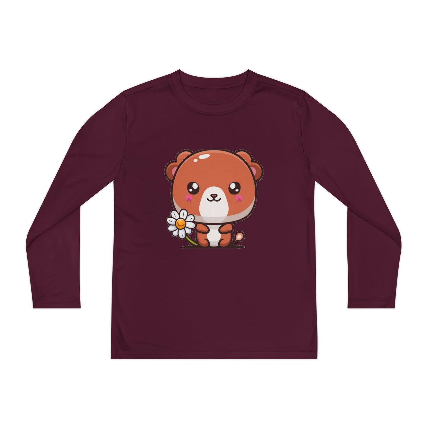 T-Shirt Cute Bear Youth Long Sleeve Competitor Tee Kids Bear Shirt Playful Tee for Boys and Girls Adorable Spring Apparel Gift